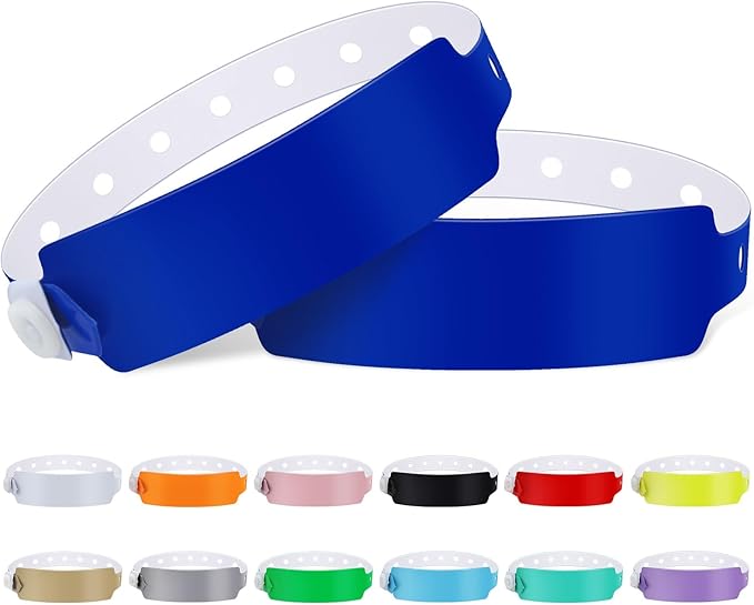 100pcs Colored Vinyl Wristbands, Waterproof & Security Wristbands for Events, Pool Parties & Outdoor Sports (Blue)