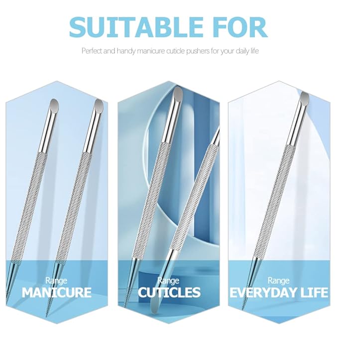 4pcs Stainless Steel Cuticle Pusher Nail Dotting Pen Metal Dead Skin Remover for Professional Manicure Pedicure Nail Art Care Tools