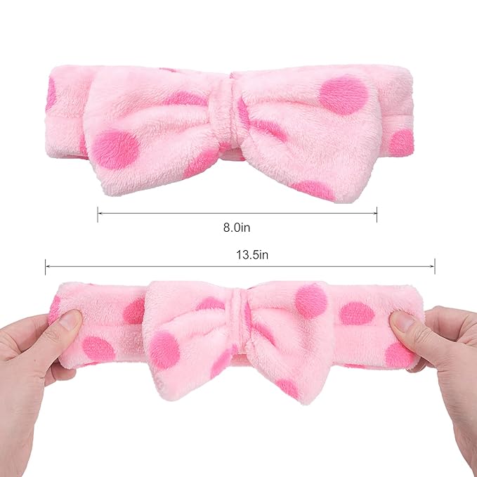 12pcs Spa Headband Soft Bowknot Spa Hair Band Coral Fleece Headband Makeup Headbands for Face Washing Skin Care Shower Yoga Headwraps for Women Girls (Pattern G)