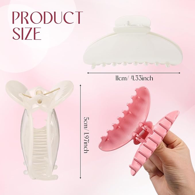 8 Pcs Large Acrylic Hair Claw Clips for Women Non-slip Strong Hold Jaw Clamps for Thick Thin Hair(Glossy,Jelly Color)
