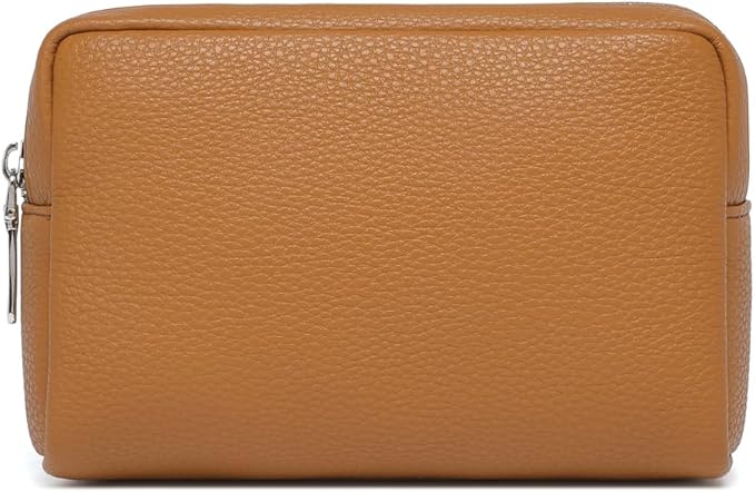 Makeup Bag Large Capacity Women's Classic Black Wash Bag Adjustable Partition Wash Brush and Cosmetic Carrying Bag (Ochre)