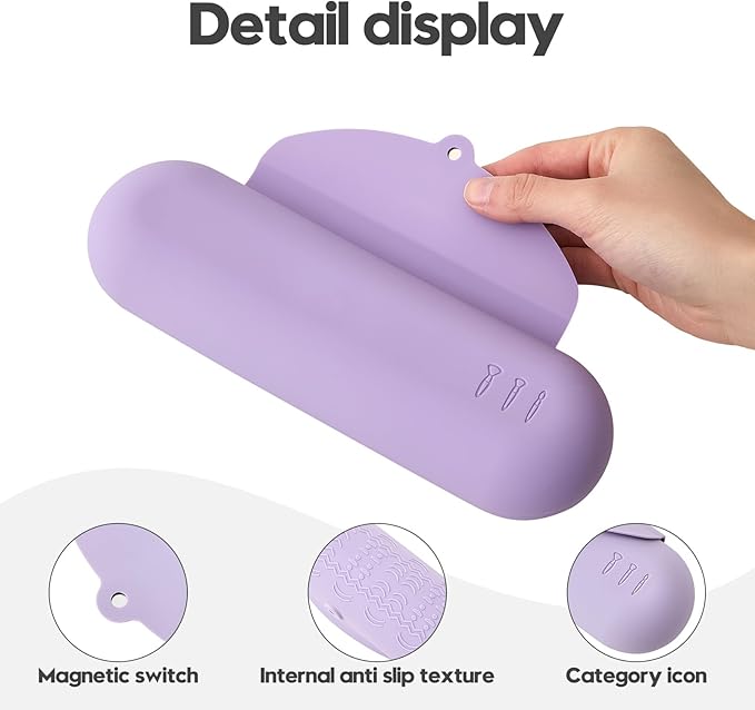 JASAQE Silicone Makeup Brush Holder，Travel Makeup bag-Soft Portable Cosmetic Face Brushes Holder，Large Travel Makeup Brush Case with Anti-Fall Out Magnetic Closure