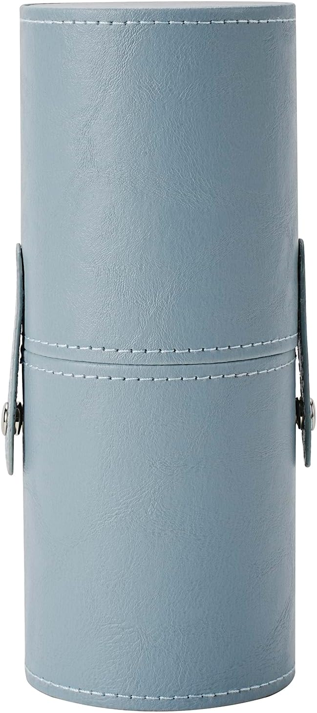 Portable Makeup Brush Holder, Waterproof PU Leather Travel Makeup Brush Case Bag Cup, Brush Storage Dustproof Bag (08Light Blue)