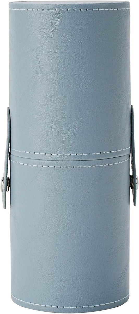 Portable Makeup Brush Holder, Waterproof PU Leather Travel Makeup Brush Case Bag Cup, Brush Storage Dustproof Bag (08Light Blue)