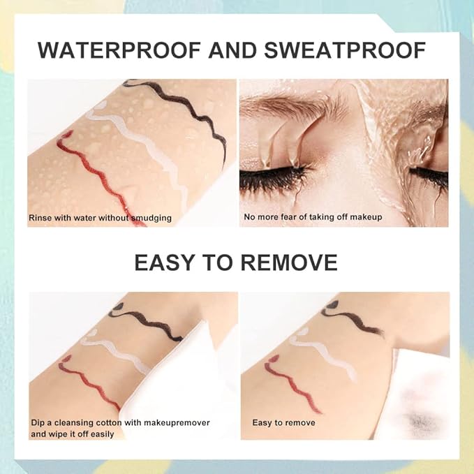 evpct 3Pcs White Red Black Matte Waterproof Colored Eyeliner Liquid Eye Liner Color Set Long Lasiting Colorful Liquid Eyeliner lapiz delineador de ojos contra el agua blanco para ojos de colores 1+3+9