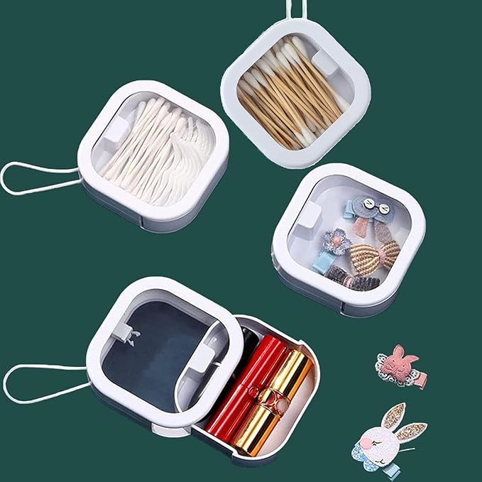 4pcs Hair Tie Organizer,Portable Travel Qtip Holder,Bathroom Storage Organizer Qtip Dispenser Cotton Swabs Dispenser Kids Hair Accessory Box with Lid for Bathroom,Desktop Organizer(Multicolor)