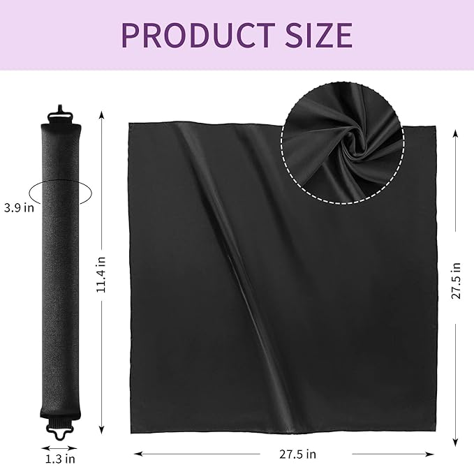 Heatless Curls Overnight Hair Curlers - 4 Pcs No-Heat Curling Rod to Sleep In,Velvet Hair Rollers with Satin Wrap