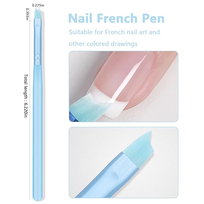 SILPECWEE 5pcs Acrylic Nail Brush Set Macaron Color Nail Art Brush Detail Liner, French Tip, Cleaning Fingernail, Gel Builder, Nail Design Brushes Painting Pen Manicure Brush Tool