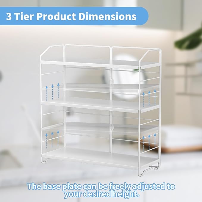 Bathroom Counter Organizer, Makeup Organizer Countertop, Countertop Storage Shelf for Bathroom Storage, Vanity, Large Skincare, Perfume, White 3 Tier
