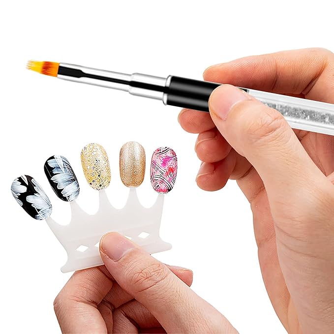 SILPECWEE 5Pcs Ombre Nail Brush Acrylic Nail Brush Set Nail Gradient Brushes Nail Painting Pens Nail Art Tools For Gel Nails Manicure Accessories