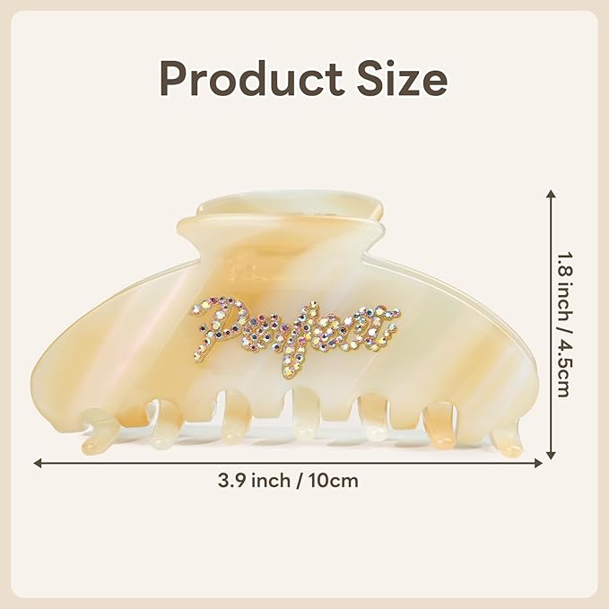 MAORULU Cute Claw Clip for Women – 4.3'' Large Acetate Hair Clips for Thick Thin Curly Long Hair, Durable Hair Clamps Non-slip Jaw Clip, Strong Hold, No Hair Damage, Stylish French Design (Beige)
