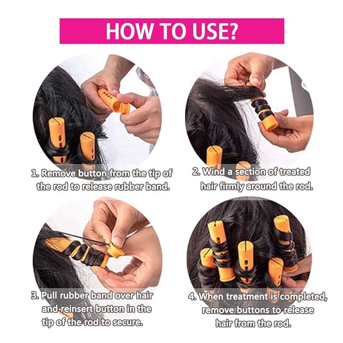 60pcs Perm Rods Set for Natural Hair Cold Wave Rods Hair Rollers for Women's Long Medium short Hair Curler Styling DIY Hairdressing Tools（Orange）
