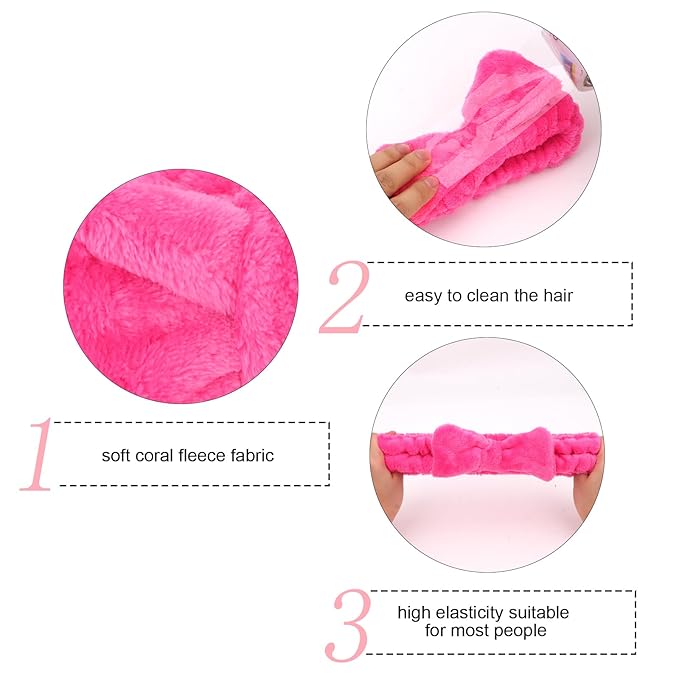 Semato Bachelorette Party Favor Set - Bride & Bridesmaid Spa Headbands (1 Bride + 7 Hot Pink)