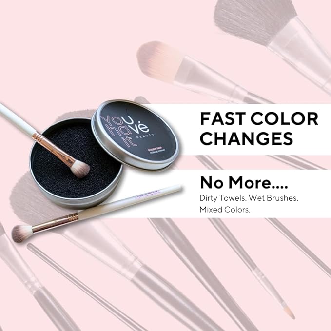 Makeup Brush Cleaner Sponge, Removes Eyeshadow & Blush Dry Makeup for Quick Color Changes, Waterless & Chemical Free, Fast & Easy Cleaning