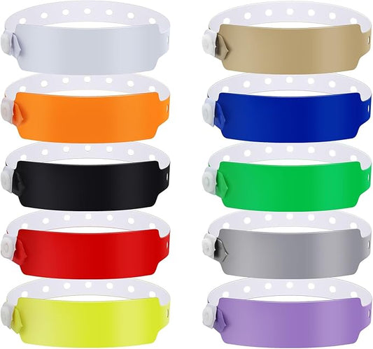 100pcs Colored Vinyl Wristbands, Waterproof & Security Wristbands for Events, Pool Parties & Outdoor Sports (Multiple Colors)