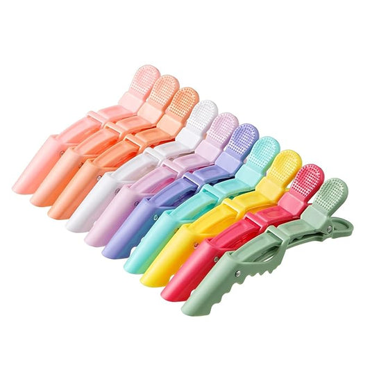 10pcs/set Multicolor Croc Clips Transparent Plastic Hairdresser Clip Hair Styling Sectioning Barrettes Professional Non Slip Alligator Clip Salon DIY Accessories Hairpins (10pcs-Multicolor)