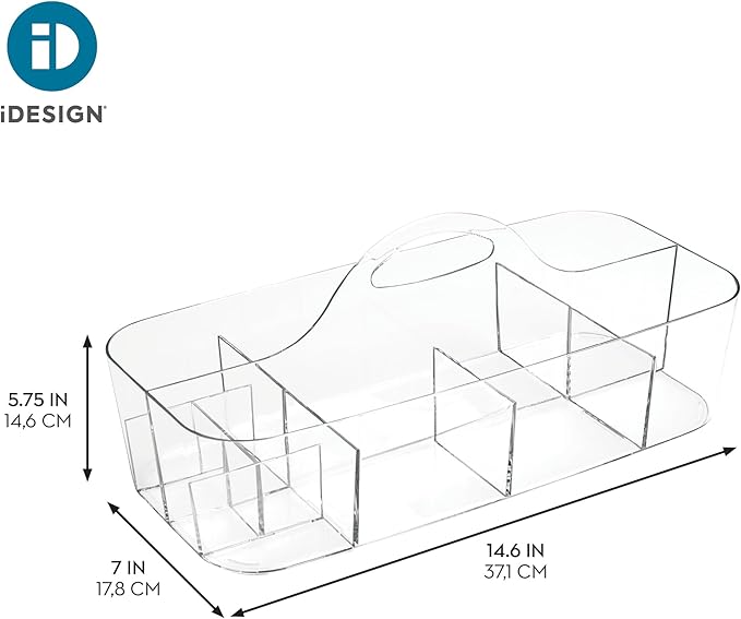 iDesign Recycled Plastic Cosmetic Organizer Tote, The Clarity Collection – 14.5” x 7” x 5.75”, Clear Bin