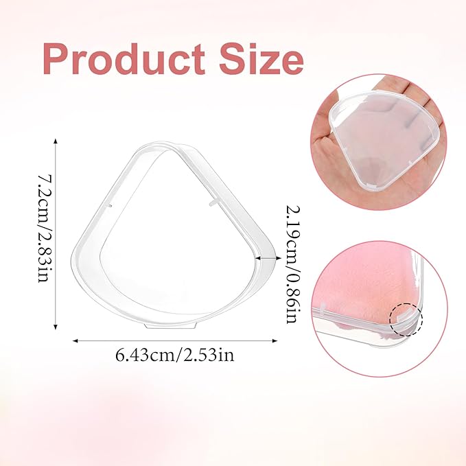12 PCS Powder Puffs Holder Cases Triangle Makeup Puffs Container Clear Make Up Sponge Storage Reusable Makeup Sponge Container Portable Cosmetic Puff Box Pocket Cosmetic Puff Box for Travel