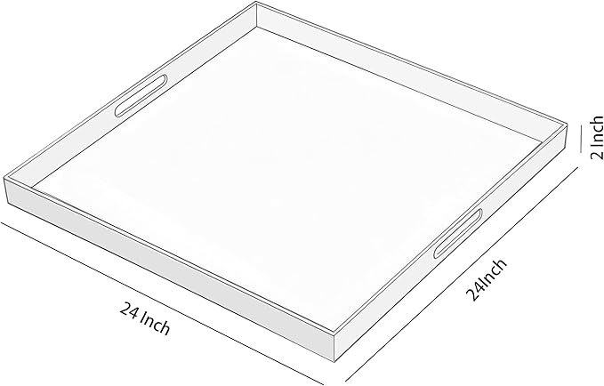 Clear Acrylic Serving Tray with Handles-Butler Trays for Coffee Table, Snacks,Breakfast in Bed, Kitchen Countertop,Vanity,Makeup Organizer,Ottoman (Clear, 24x24 Inch)