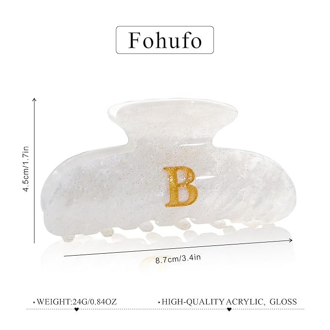 Fohuo Christmas Stocking Stuffers for Women - White Cute Hair Claw Clips for Teenage Girls Gifts, Stocking Stuffers for Women Teens Daughter Sister Granddaughter, Christmas Birthday Gifts - Letter A