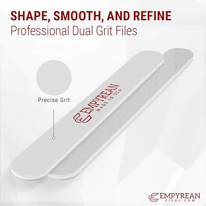 Empyrean Premium Nail Files | Made in USA | Fine 280/320 Extra Fine | Disinfectable Washable Reuseable | Pink Cushion File