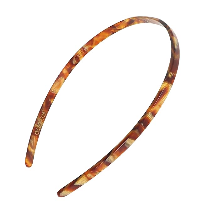 Brown Headband for Women, France Luxe 1/4" Ultracomfort Thin Headband, Africa, Flexible Fit with No Slip Gentle Teeth, All-Day Hold