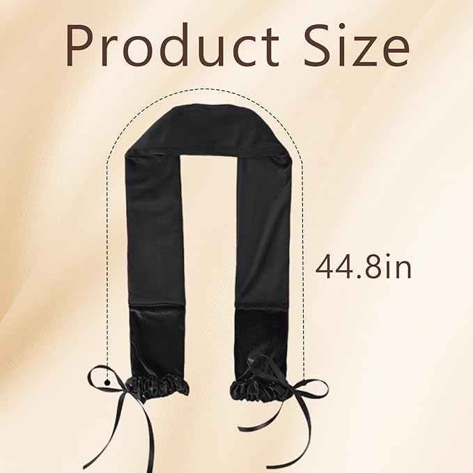 Curling Tie New Hair Curlers to Sleep in, Heatless Curls Overnight Headband, Soft Ribbon Wrap for Long Hair, Perfect Natural Curls Bouncy Curly Hairstyle Hair Suitable for All Hairs Types (Black)
