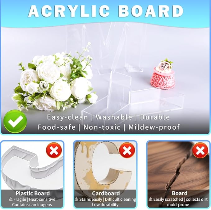 10" Acrylic Charcuterie Letters Fillable Tray, Reusable Alphabet Number Shaped Serving Plates for Charcuterie Board, Display Fruit, Candy, Cake, Party Decor, Birthday, Anniversary（C）