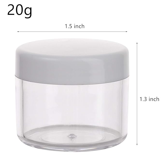 Refillable Cosmetic Sample Jars - 100 Pack 20g (0.7oz) White Small Travel Containers with Lids + 10 Mini Makeup Spatulas - BPA Free