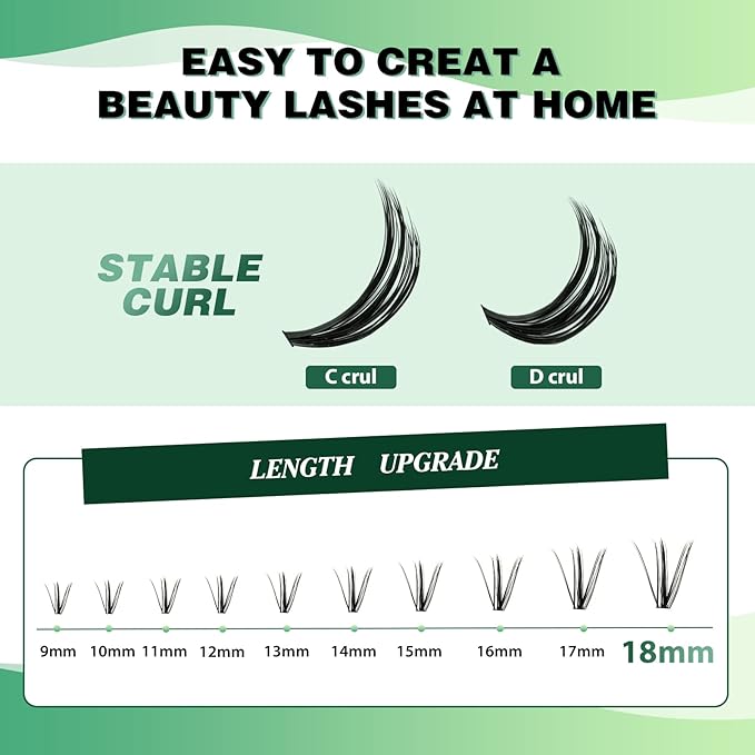 Lash Clusters 300pcs Eyelash Clusters 50D 0.07D Curl 13mm DIY Eyelash Extension KEYYOU Large Tray Volume Soft&Natural Individual Lashes(50D-0.07D,13)