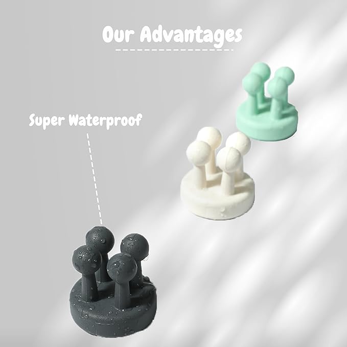 8Pcs Silicone Toothbrush Holders for Bathrooms,Waterproof Self Adhesive Multifunctional Hook for Hanging Towel Key Plug Cable for Bathroom Kitchen Living Room Office White