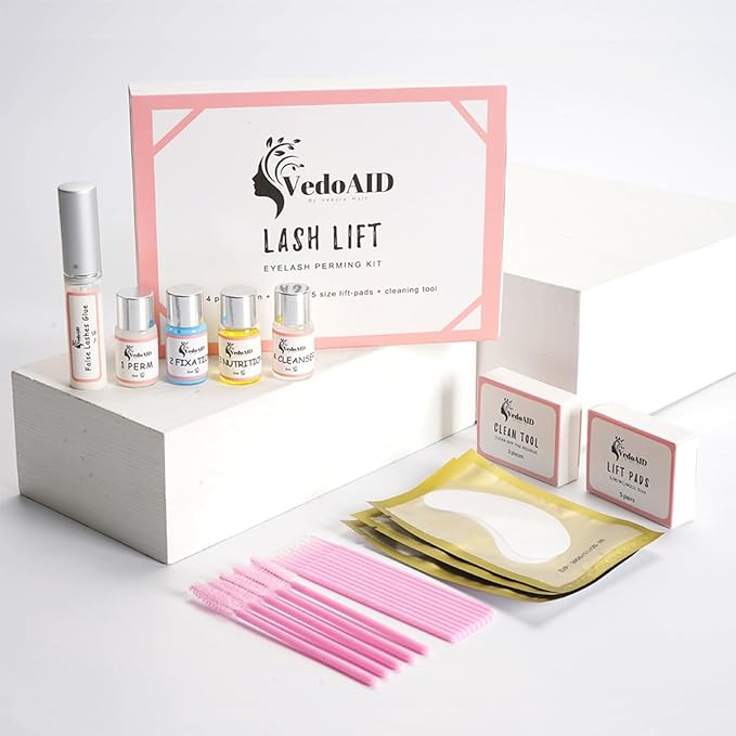 2025 VedoAID New Upgraded EyeLash Lift Kit Eyelash Extension Kit Eyelash Perm Kit, Eyelash Lifting & Eyelash Curling Includes Eye Shields, Pads, Accessories, Easy for Beginner,Achieve Salon-Quality