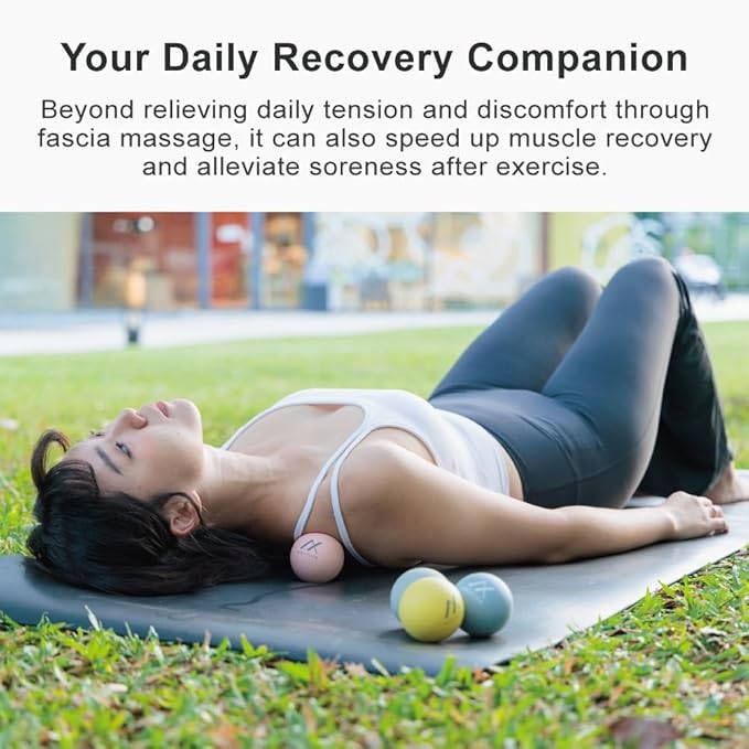 Therapy Massage Balls (2-Pack), High-Density Fascia Balls for Targeted Muscle Relaxation & Daily Recovery - 50D & 65D Hardness Options (Tranquil Blue + Dawn Yellow (65D+50D))