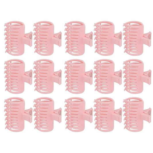 Haosie 15PCS Hot Roller Clips, Curler Claw Clips for Girls Women, Hair Section Fixing Clamps, Holding Hairdressing Tool for Long and Medium Hair (Pink)