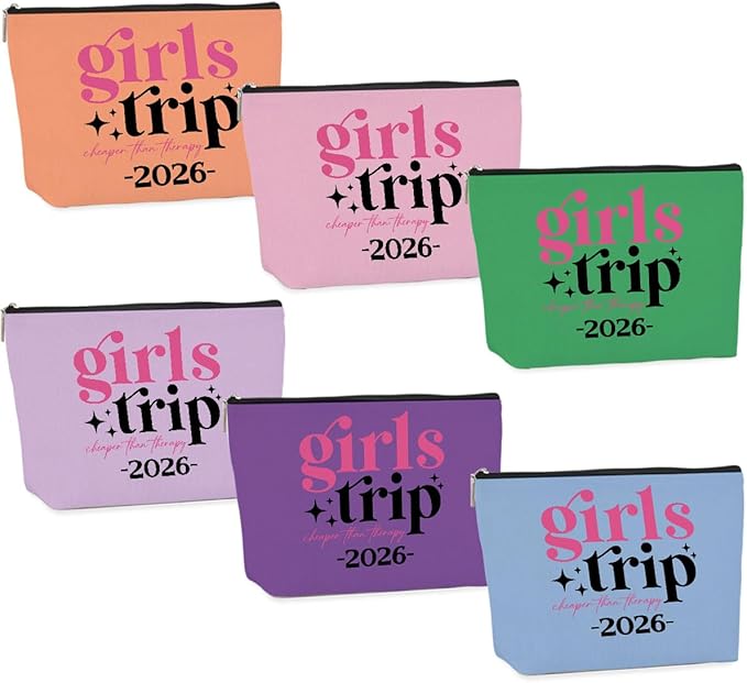 6 Pcs Girls Trip Gifts Set - Insulated Makeup Cosmetic Travel Bag Kit for Women , Bachelorette Weekend Favors, Spa Vacation Essentials, Mother's Day Christmas Birthday Gift for Friends Daughter