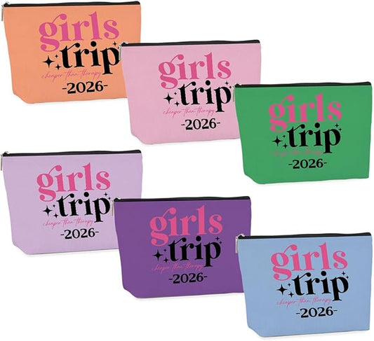 6 Pcs Girls Trip Gifts Set - Insulated Makeup Cosmetic Travel Bag Kit for Women , Bachelorette Weekend Favors, Spa Vacation Essentials, Mother's Day Christmas Birthday Gift for Friends Daughter