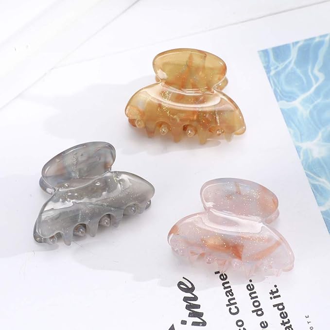 Claw Jaw Clips 12PCS Small for Thin Hair Styling Accessories Classic Clamp for Women Girls (Sequins)