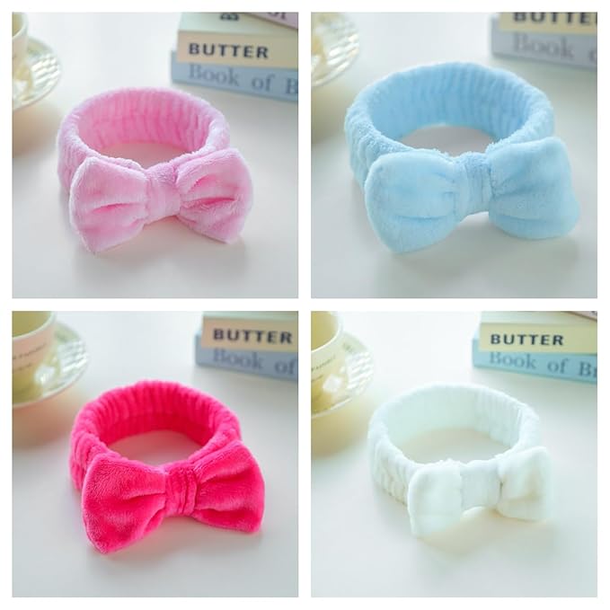 24 Pieces Spa Headband Facial Makeup Bow Hairband Women Face Wash Adjustable Skincare Headbands Bulk Soft Flannel Towel Head Wraps for Women Washing Face Shower (Stripe)