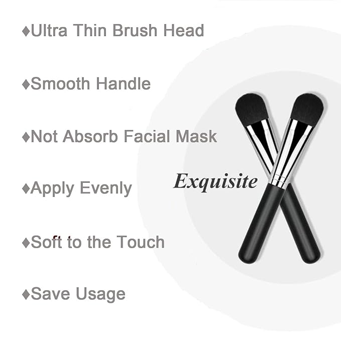 Facial Mask Application Brush, Black+White Soft Man-made Fiber Brush Head Cosmetic Tool for Body Lotion, Mud, Clay, Charcoal Mixed Mask