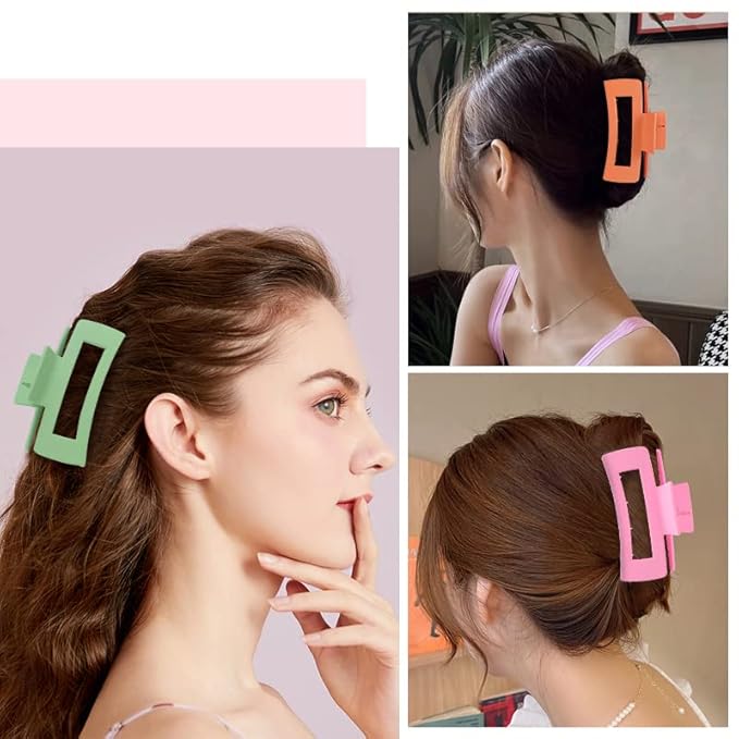 laxizar Hair Claw Clips 8 PCS 4.1 Inch Barrettes Rectangle Shape Clips Fashion Hair Clips