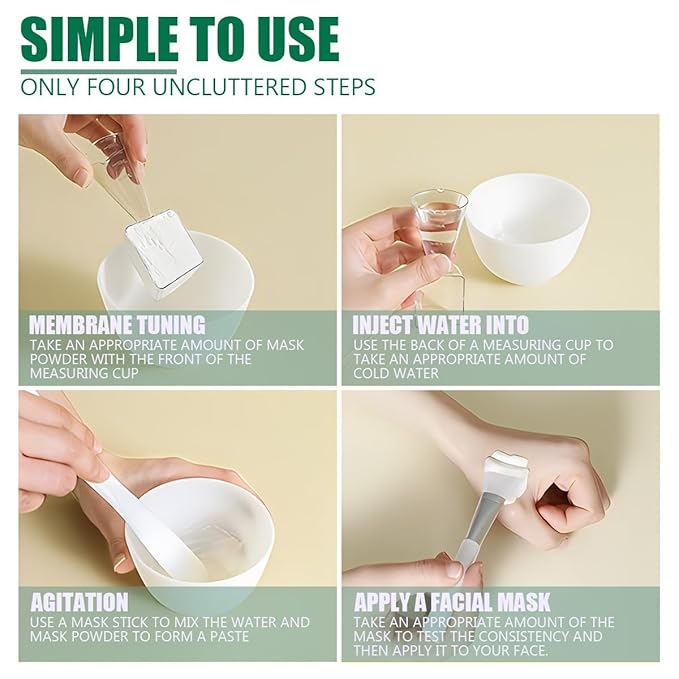 Silicone Face Mask Mixing Bowl Set, Microwavable Silicone Facial Mud Bowl with Bowl Stick Spatula, Face Mask Applicator, Measuring Cup, Cosmetic Beauty Tool for Home Salon