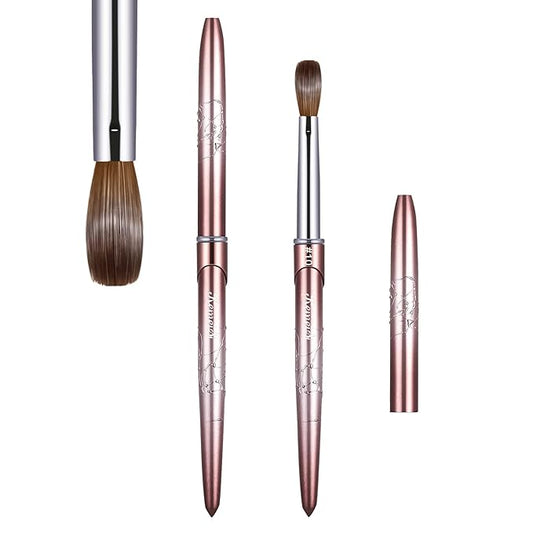 Acrylic Nail Brush Size 10,KEMEISI 100% Pure Kolinsky Nail Art Brushes Sturdy Handle Oval Shaped Acrylic Powder Nail Design Tools for Professional Manicure DIY Home Salon (Brown Gradient)