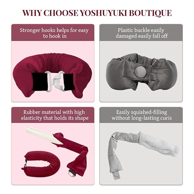 Heatless Hair Curler Heatless Curls Overnight Heatless Blowout with Luxury Cloth Bag Silk Scarf, Curling Rod Headband to Sleep in No Heat Curling with (burgundy, 3Rods)