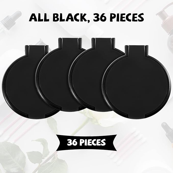36 Pcs Compact Mirror Bulk Portable Round Makeup Mirror Mini Foldable for Purse Women Travel Daily Use Mother‘s Day Gifts (Black)