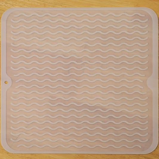 Silicone Dish Drying Mat for Multiple Usage,Easy clean,Eco-friendly,Heat-resistant Silicone Mat for Kitchen Counter or Sink,Refrigerator or Drawer liner Translucent M 12 inches x 12 inches