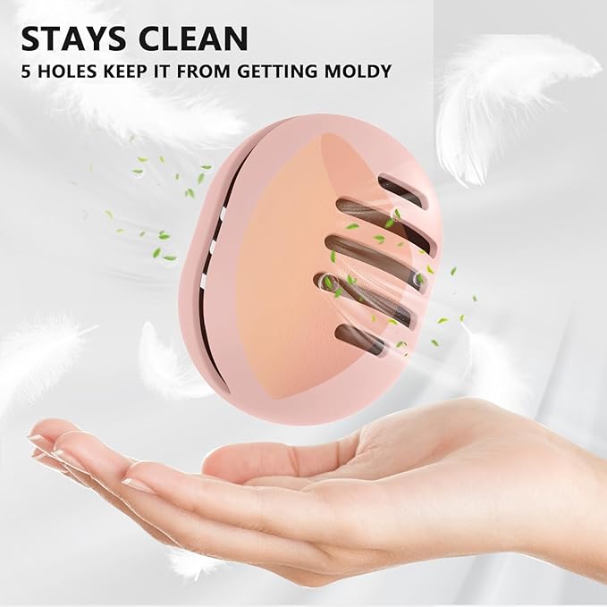 1 Pcs Makeup Sponge Holder,Double-Sided Breathable Silicone Beauty Blender Holder for Travel or Daily,Shatterproof Make-up Travel Case Quick Drying Easy to Carry,Khaki01
