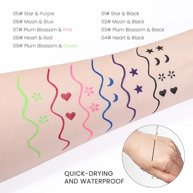 evpct 1Pcs Black Colored Winged Eyeliners Stamp, Black Hearts Face Stamps Makeup Eyeliner Eye Stamp Liners Tool Set Kit for Women Waterproof, Wing Eyeliner Stamp Figures Tool Wingliner Shapes, 04#