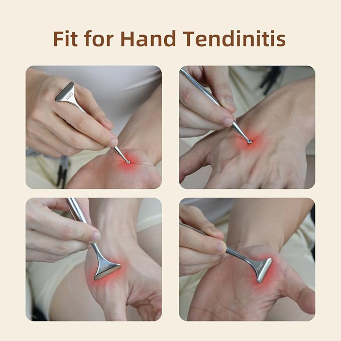 NHO 2-in-1 Acupuncture Pen,Fascia Blaster for Pain Relief, Stainless Steel Gua Sha Scraper & Acupressure Massage Pen, Dual-Ended Fascia Release Tool for Muscle, Neck, Face, Plantar Fasciitis Relief