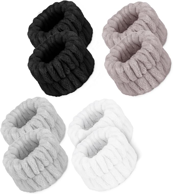 8 Pcs Microfiber Spa Wristbands with Absorbent Towels - Prevent Water from Spilling Down Your Arms for Women