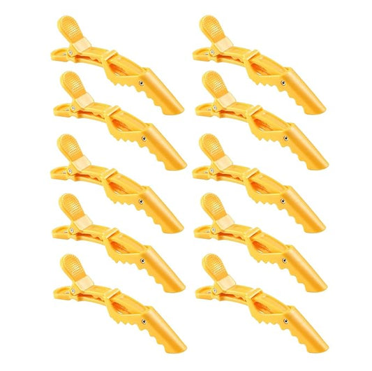 10pcs/set Multicolor Croc Clips Transparent Plastic Hairdresser Clip Hair Styling Sectioning Barrettes Professional Non Slip Alligator Clip Salon DIY Accessories Hairpins (10pcs-Yellow)